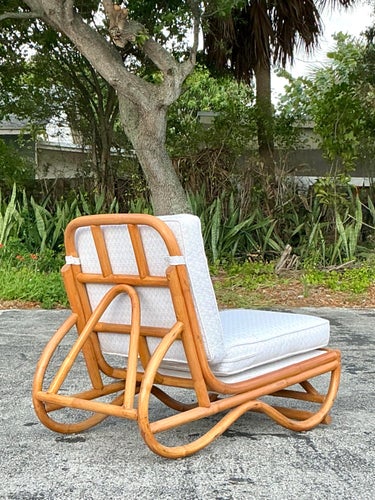 Vintage Coastal Rattan Slipper Chair