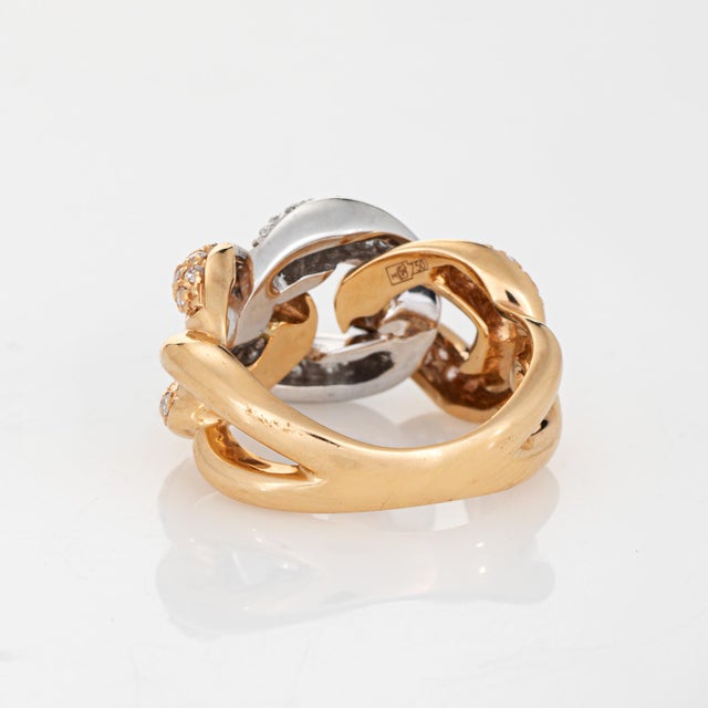 Early 21st Century Giorgio Visconti Diamond Ring Estate 18k Yellow Gold Sz 5.5 Curb Link Band For Sale - Image 5 of 7