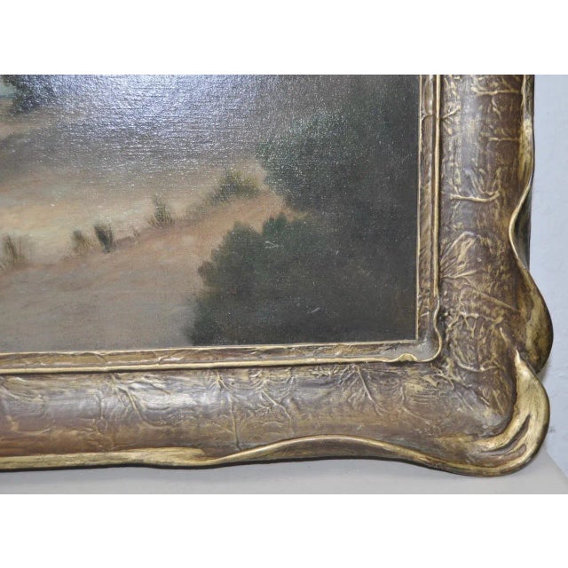 Textile Frederick Bauer Mountain Landscape W/Figures by a River For Sale - Image 7 of 8