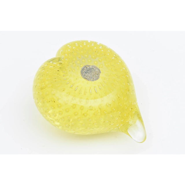 Mid Century Modern Murano Yellow Bullecante Bubble Paperweight Italy, 1950's For Sale - Image 9 of 12