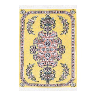 Pasargad DC Yalow Fine Hand Knotted Silk & Wool Nain Rug For Sale