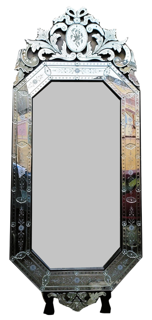 Large Engraved Venice Mirror, 20th Century
