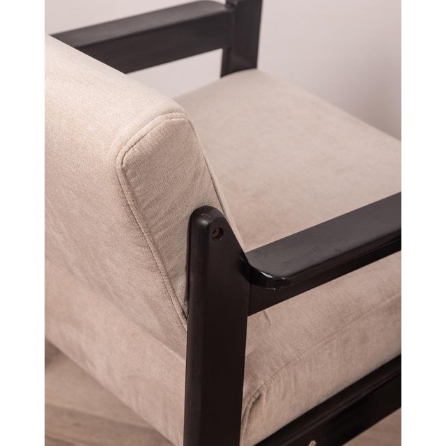 Set of Vintage Italian Armchairs in Wood and Fabric, 1980s For Sale - Image 4 of 9