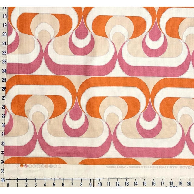 Textile Duralee "Scotch & Soda" Tangerine Mod Print Cotton Fabric- 7 Yards For Sale - Image 7 of 7