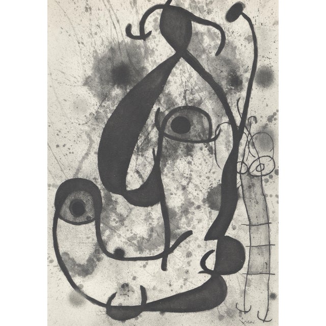 Monochrome lithograph after Joan Miró, from the album "L'Oiseau Solaire, L'Oiseau Lunaire, Etincelles" (The Sun Bird, The...