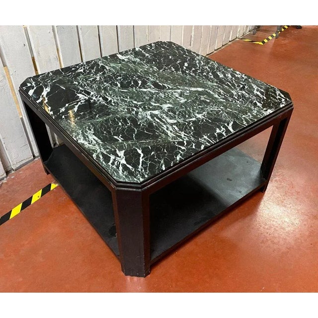 "Coffee table Art Deco" Coffee Table Epoque Deco Square Format 100 x 100 Green Marble Plate of Alps in perfect condition...