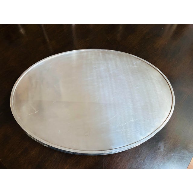 Metal Antique European Sterling Silver Oval Gallery Tray 18” For Sale - Image 7 of 12
