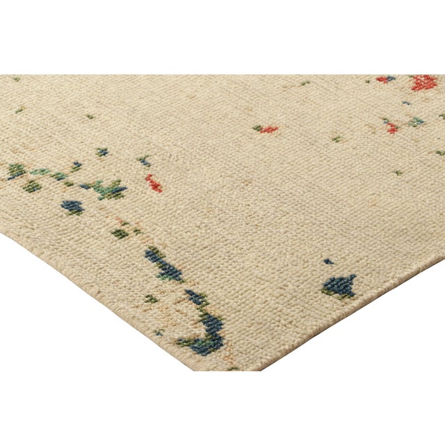 Rug & Kilim’s Modern Distressed Art Rug in White With Colorful Abstract Patterns For Sale In New York - Image 6 of 7