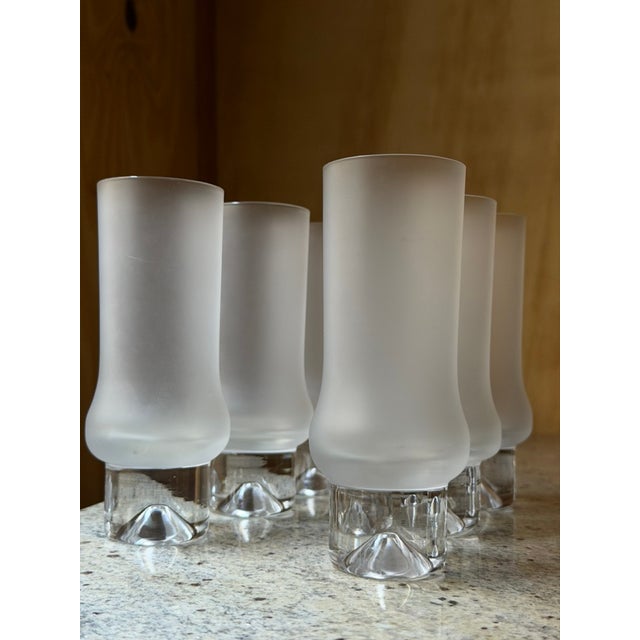 *Vintage Frosted Highball Glasses – Set of 6 – Mid Century Modern Scandinavian Style Cocktail Glasses – Frosted Barware**...