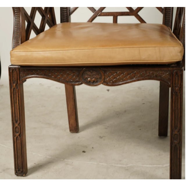 Thomas Chippendale Mid 20th Century Pair of Chippendale Style Armchairs from the Bob Newhart Estate For Sale - Image 4 of 8