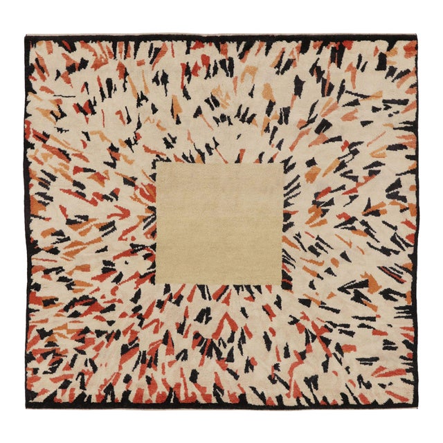 Contemporary Art Deco Style Square Wool Rug by Rug & Kilim, India For Sale