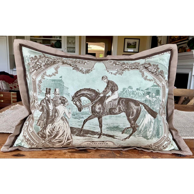 Kravet Equestrian “Gladiateur” Pillow With Double Flange Trim For Sale - Image 12 of 12