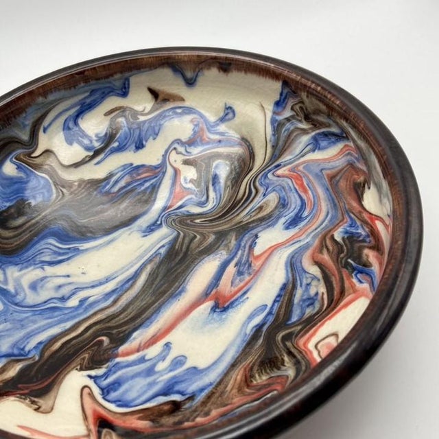 Contemporary Aparicio Ceramics (Ceràmiques Aparicio) Catalonian Swirl Glaze Bowl, Spain For Sale - Image 3 of 12