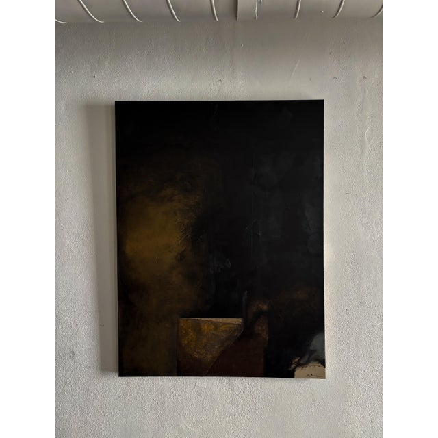 This painting is an original Joe Turner painting that portrays his exploration on depth thereby leaving a little mystery...