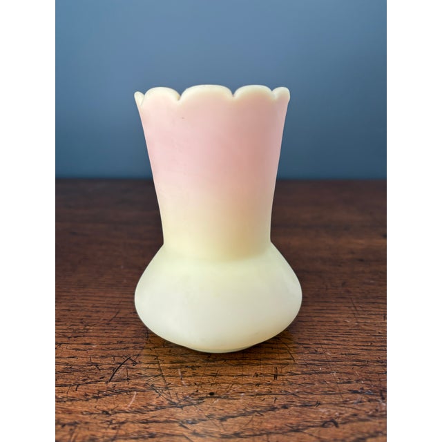 For your consideration is a stunning antique Victorian Burmese art glass vase, dating to the late 19th century (circa...