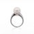11.5mm White Pearl and Round Cut Diamond Accent Platinum Ring, Size 7 For Sale - Image 4 of 6