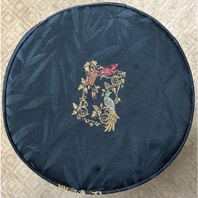 1980s Rattan Bamboo Upholstered Bar Stools – Aviary Fabric, Set of Two For Sale - Image 10 of 11