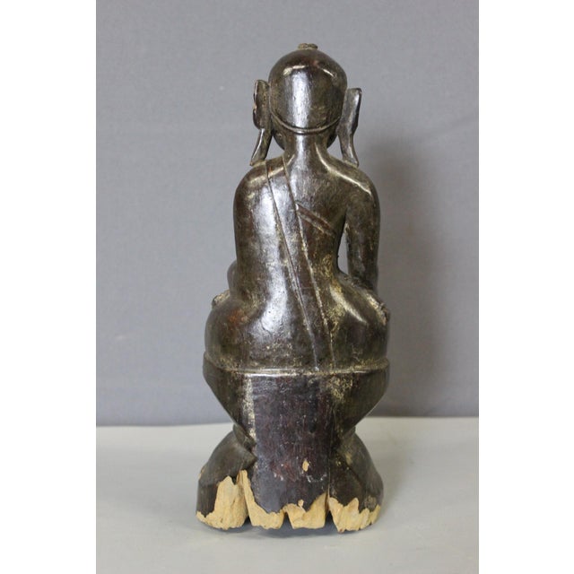 19th Century Carved and Lacquered Wooden Buddha, Laos, 1800s, Wood For Sale - Image 6 of 12