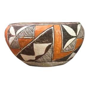 Antique Polychrome Native Acoma Pottery Bowl