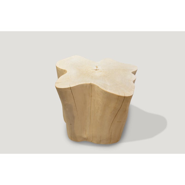 Contemporary Andrianna Shamaris Bleached Teak Wood Organic Side Table For Sale - Image 3 of 5