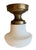 Glass 1920s Ribbed Schoolhouse Milk Glass Flushmount Ceiling Light For Sale - Image 7 of 8