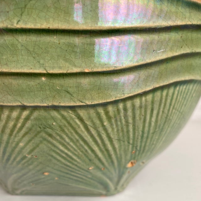Vintage McCoy Sunburst Pottery Mixing Bowl in Green Glaze For Sale - Image 10 of 12