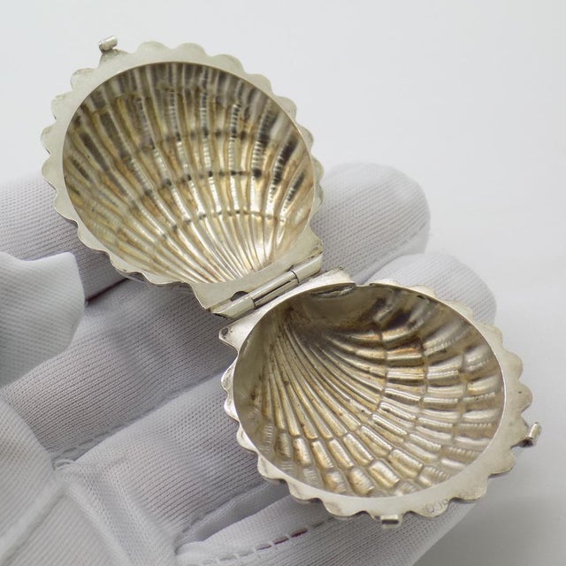 Vintage Italian Handmade Silver Shell Shaped Box, 1970s For Sale - Image 6 of 14
