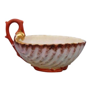 Early 19th Century French Empire Paris Porcelain Shell Form Cream Pitcher with Coral Branch Handle For Sale