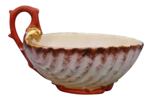 Early 19th Century French Empire Paris Porcelain Shell Form Cream Pitcher with Coral Branch Handle