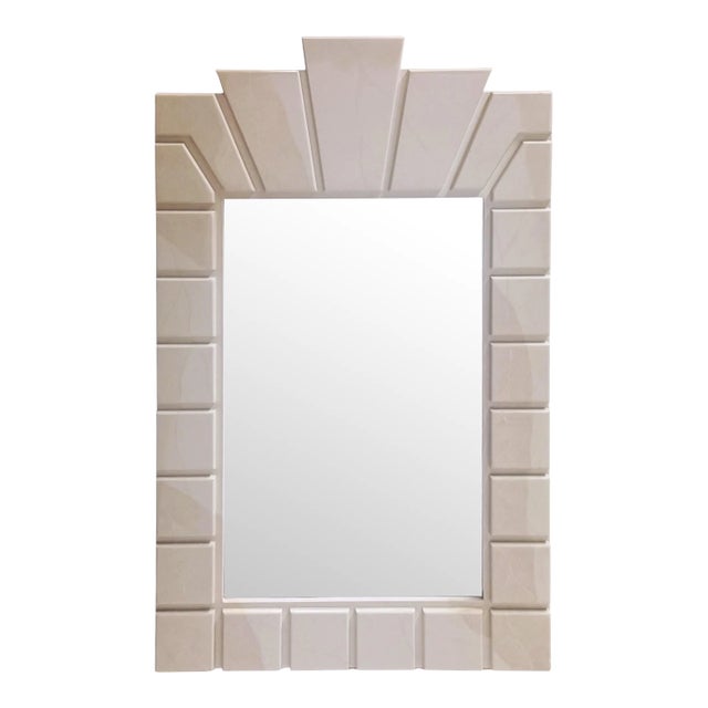 1970s Architectural Goatskin Lacquer Mirror, Style of Karl Springer For Sale