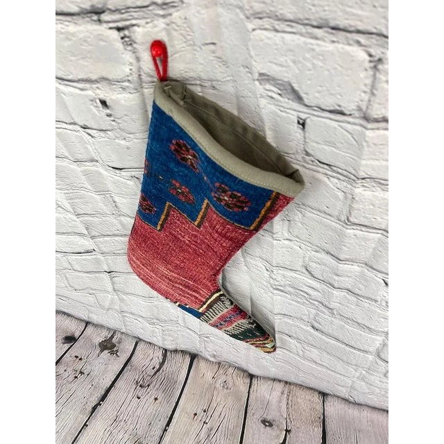 Turkish Turkish Kilim Rug Christmas Stocking For Sale - Image 3 of 4