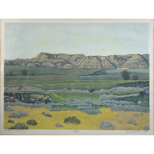 Gordon Mortensen (Amer. B 1938). A very good woodcut titled, "North Dakota". Mortensen's woodcuts are outstanding and...