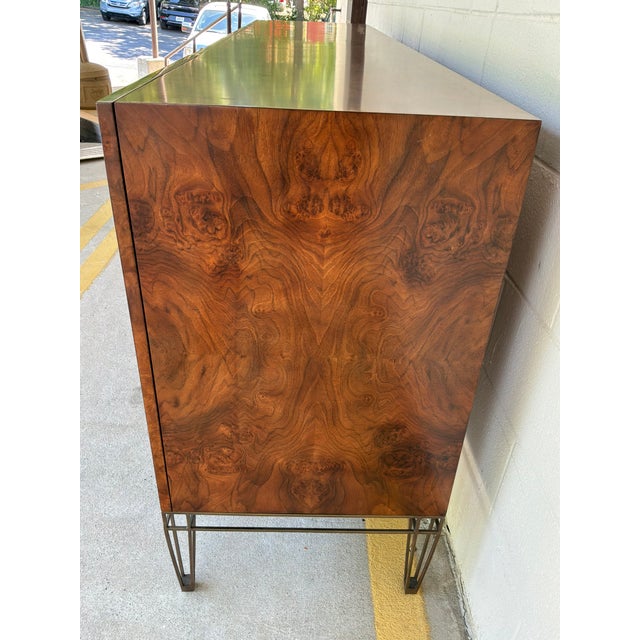 Jonathan Charles Modern Walnut Burl Wood Cabinet For Sale - Image 9 of 9