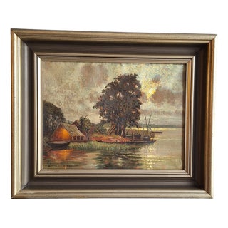 Ernst Lorenz-Murowana, Moonlit Night, Ratzeberger See, 1920s, Oil on Canvas, Framed For Sale