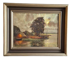 Ernst Lorenz-Murowana, Moonlit Night, Ratzeberger See, 1920s, Oil on Canvas, Framed