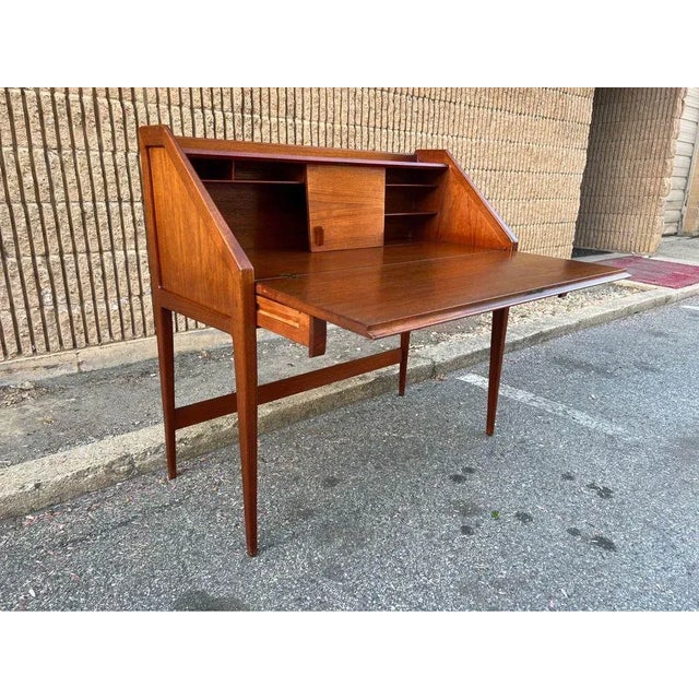 Mid 20th Century Mid Century Modern Teak Slant Front Desk. By Walter Wirz for Wilhelm Renz. For Sale - Image 11 of 12