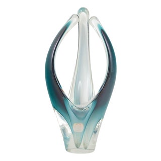 Sculptural Art-Glass Coquille Vase by Paul Kedelv for Flygfors, 1958 For Sale
