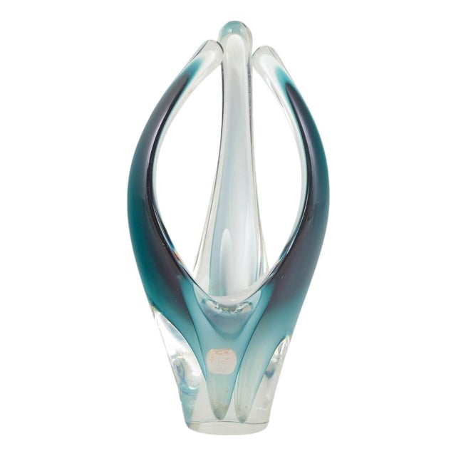 Sculptural Art-Glass Coquille Vase by Paul Kedelv for Flygfors, 1958 For Sale
