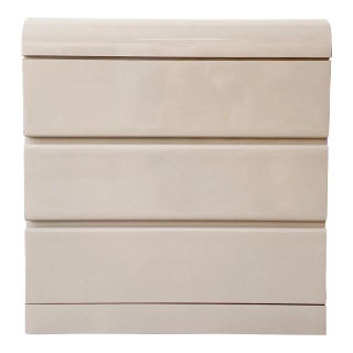 Postmodern Tan Lacquer Laminate Waterfall Commode - 3 Drawers For Sale