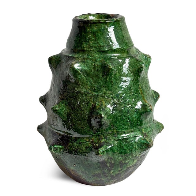 Ceramic Vintage Emerald Green Prickly Pear Ceramic Vase For Sale - Image 7 of 7
