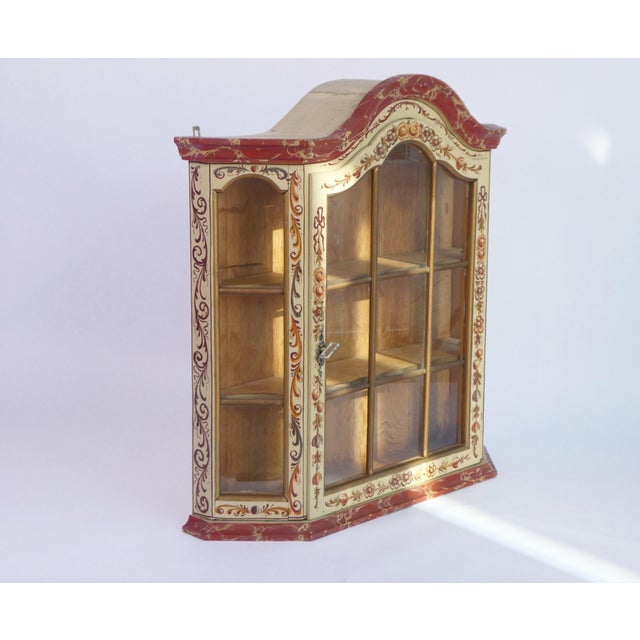 Vintage Dutch Folk Art Display Cabinet with Glass Door, 1960s For Sale - Image 3 of 10