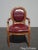 Vintage French Provincial Burgundy Leather Accent Chair With Decorative Nails For Sale - Image 13 of 13