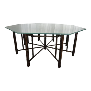 1990s McGuire Octagonal Bamboo and Rattan Dining Table