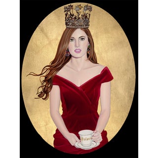 Once Upon a Time by Suzy Smith | Oil and 24K gold leaf on linen on Artefex panel Portrait of a woman in a crown. For Sale