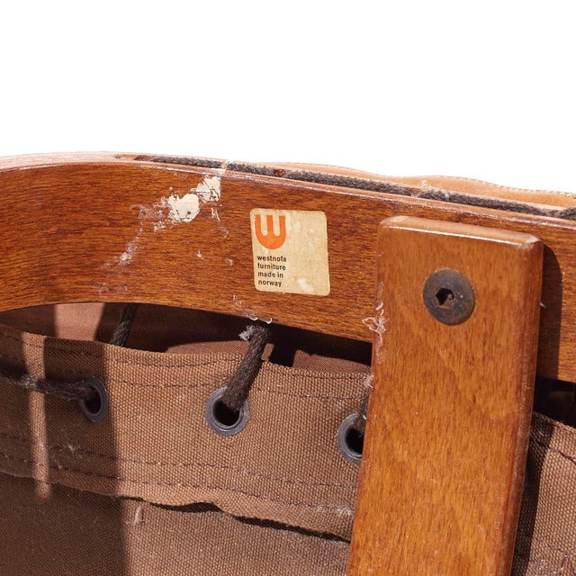 Westnofa Siesta Mid Century Leather and Bentwood Ottoman For Sale - Image 10 of 10