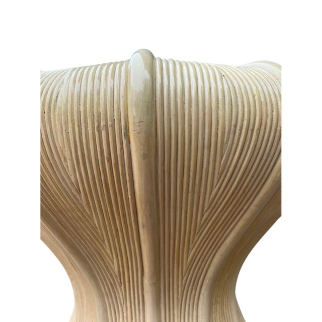 1980s 1980s Vintage Ficks Reed Split Reed & Glass Top Pedestal Dining Table For Sale - Image 5 of 7