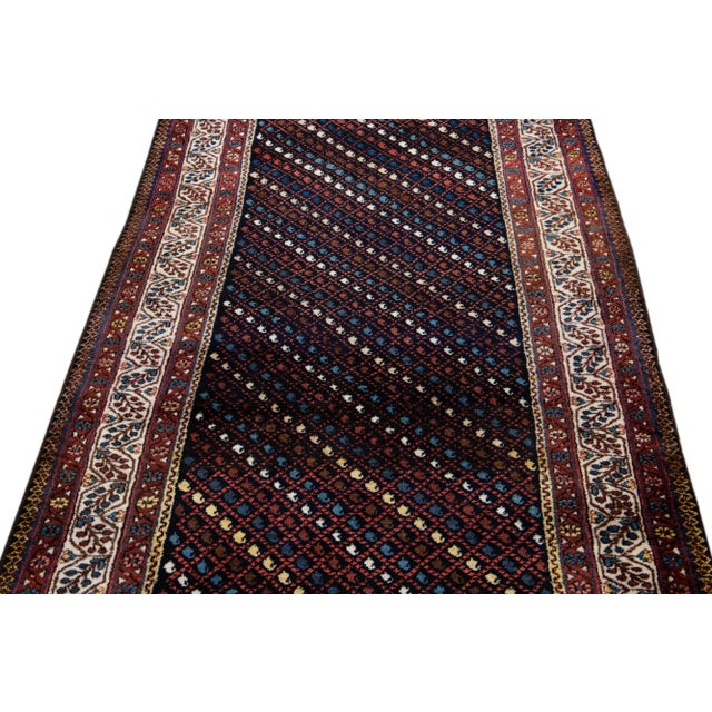 Modern Multicolor Vintage Kurd Handmade Geometric Designed Wool Runner For Sale - Image 3 of 11