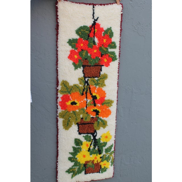 1960sVintage Latchooked Yarn Art Potted Flowers For Sale - Image 11 of 11