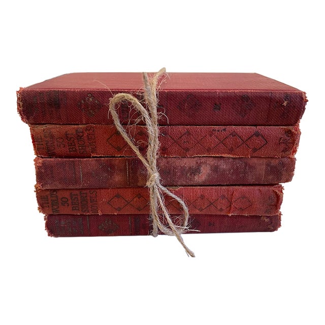 Vintage Book Stack - Small Red Books, 1929 - Set of 5 For Sale