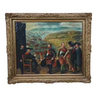 Late 20th Century Defence of Cádiz Against the English Oil Painting After Francisco De Zurbarán, Framed For Sale